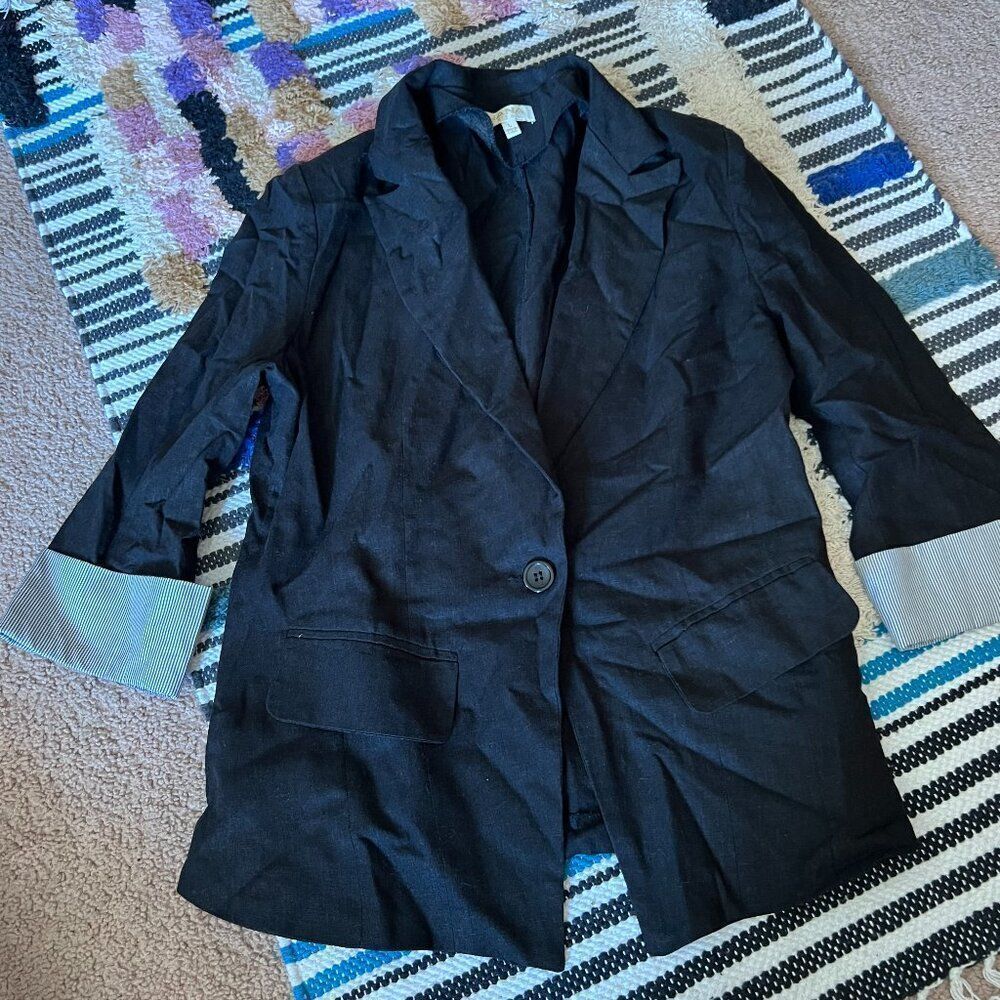 NWOT Nana black linen‎ blazer Large